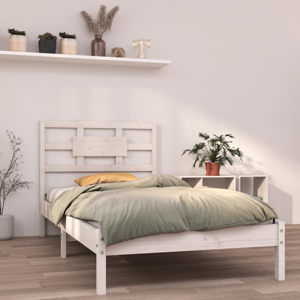 Vetonek Estructura de cama madera maciza de pino blanca 90x200 cm