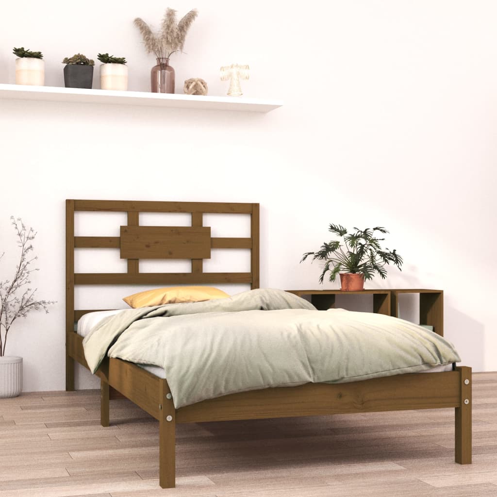 Vetonek Estructura de cama madera maciza marrón miel 100x200 cm