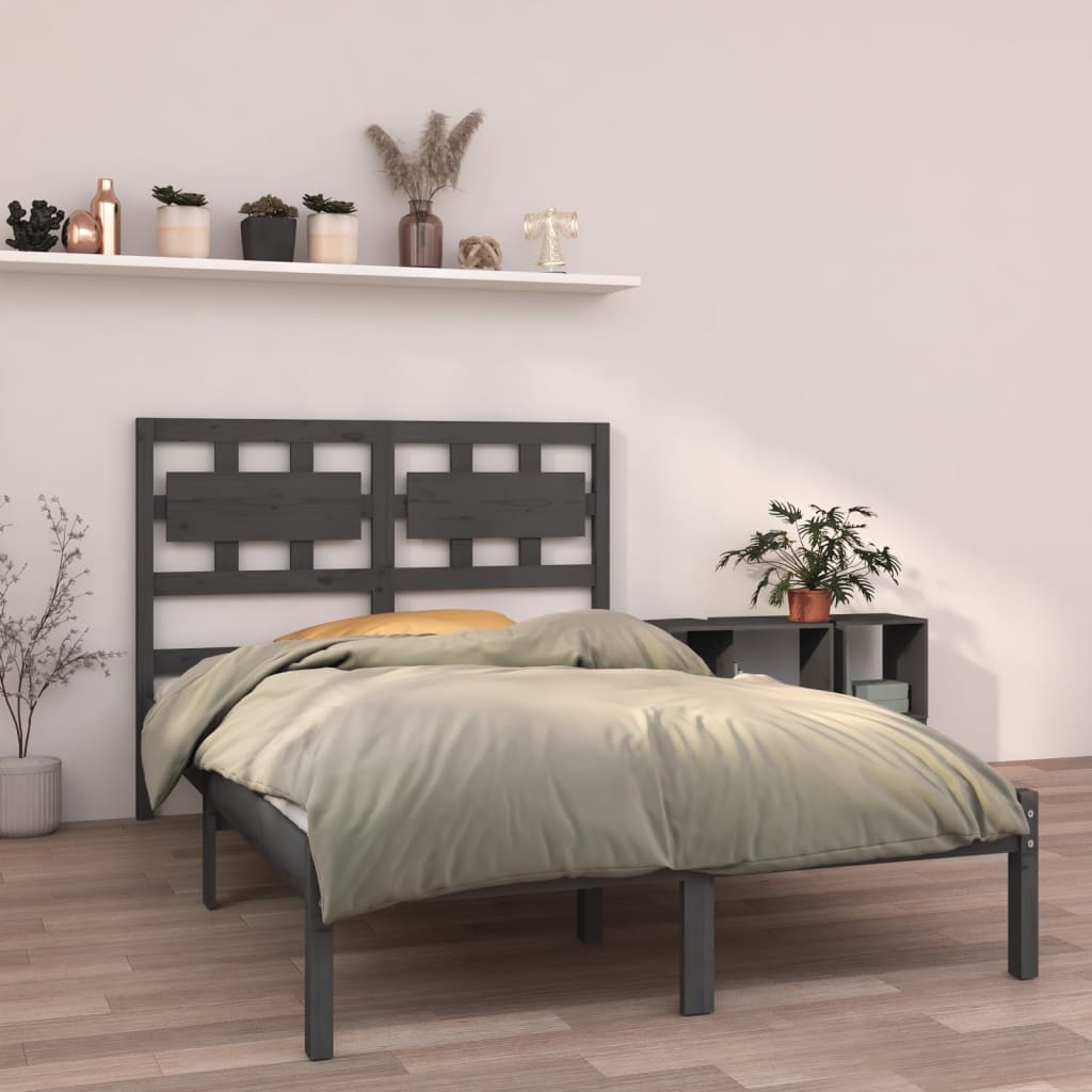 Vetonek Estructura de cama madera maciza de pino gris 120x200 cm