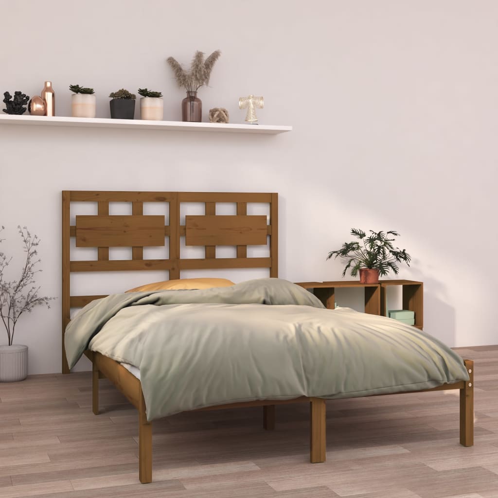 Vetonek Estructura de cama madera maciza de pino marrón miel 120x200 cm