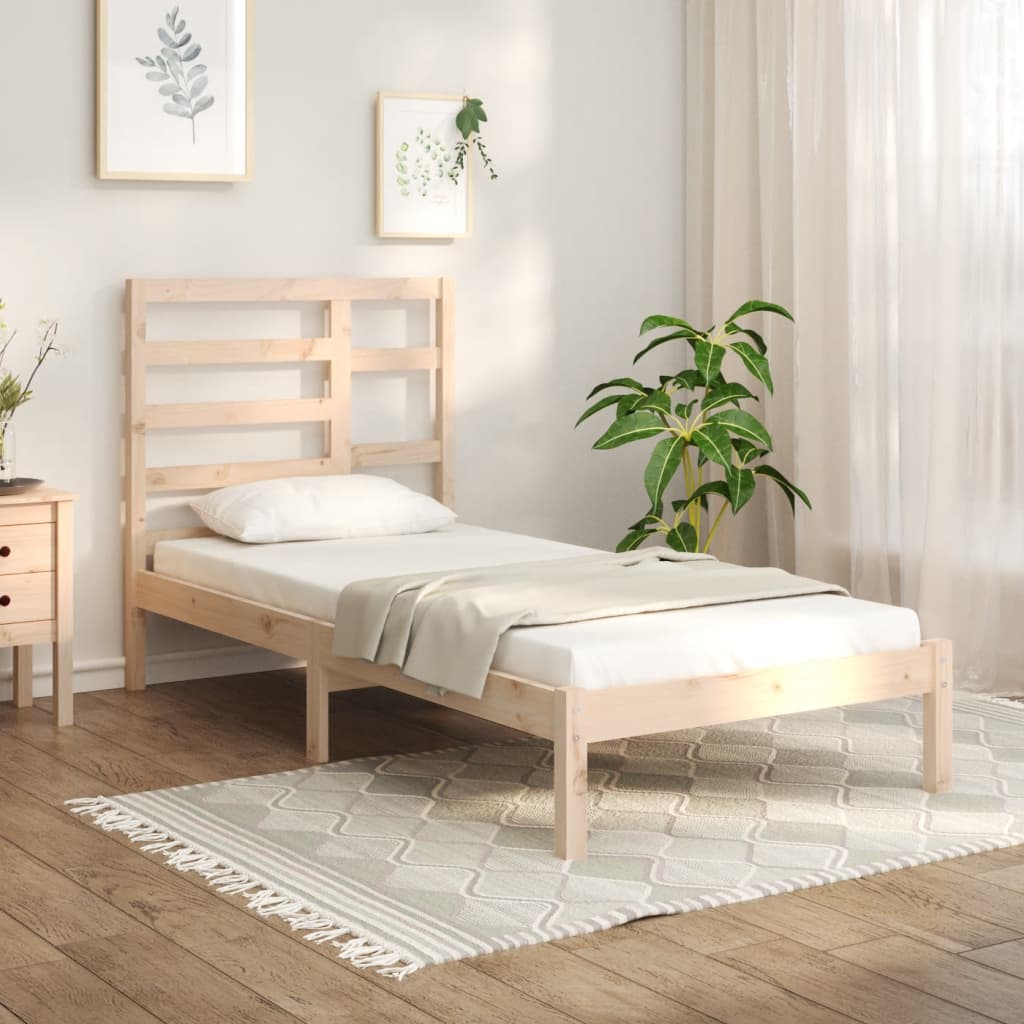 Vetonek Estructura cama individual sin colchón madera maciza 75x190 cm