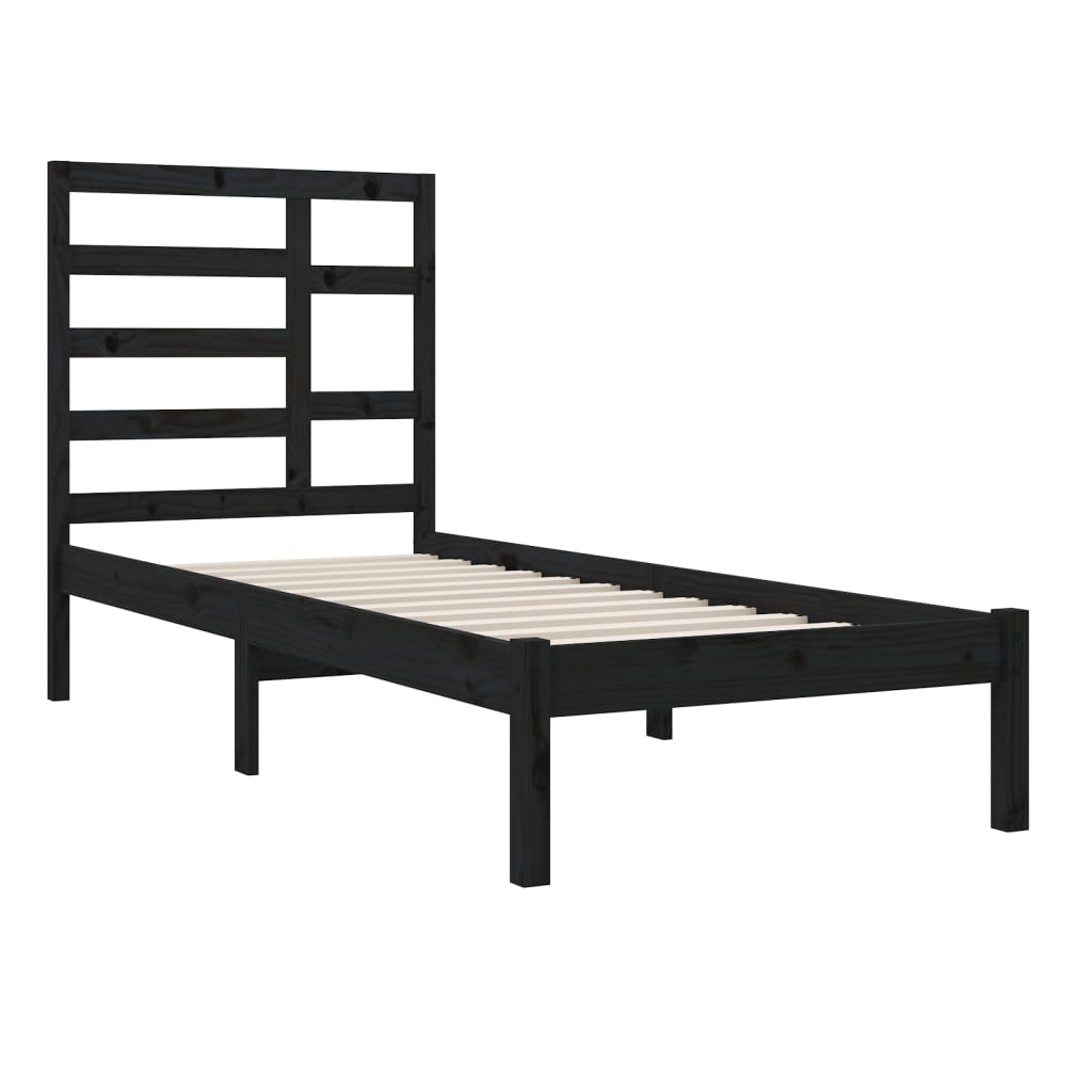 Estructura de cama sin colchón madera maciza negro 75x190 cm v5014 - Vetonek