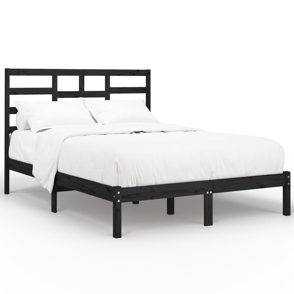Estructura de cama sin colchón madera maciza negro 120x190 cm v5113 - Vetonek