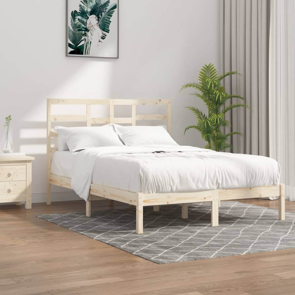 Vetonek Estructura de cama doble sin colchón madera maciza 135x190 cm