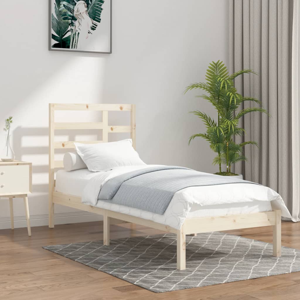 Vetonek Estructura de cama sin colchón madera maciza 90x200 cm