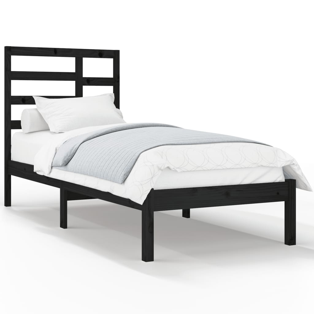 Vetonek Estructura de cama sin colchón madera maciza negro 100x200 cm