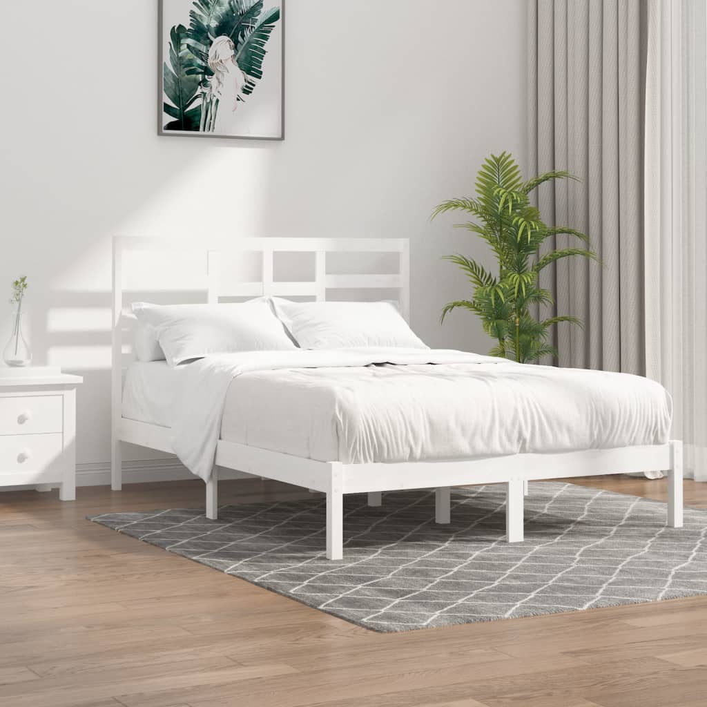 Vetonek Estructura de cama madera maciza de pino blanca 120x200 cm