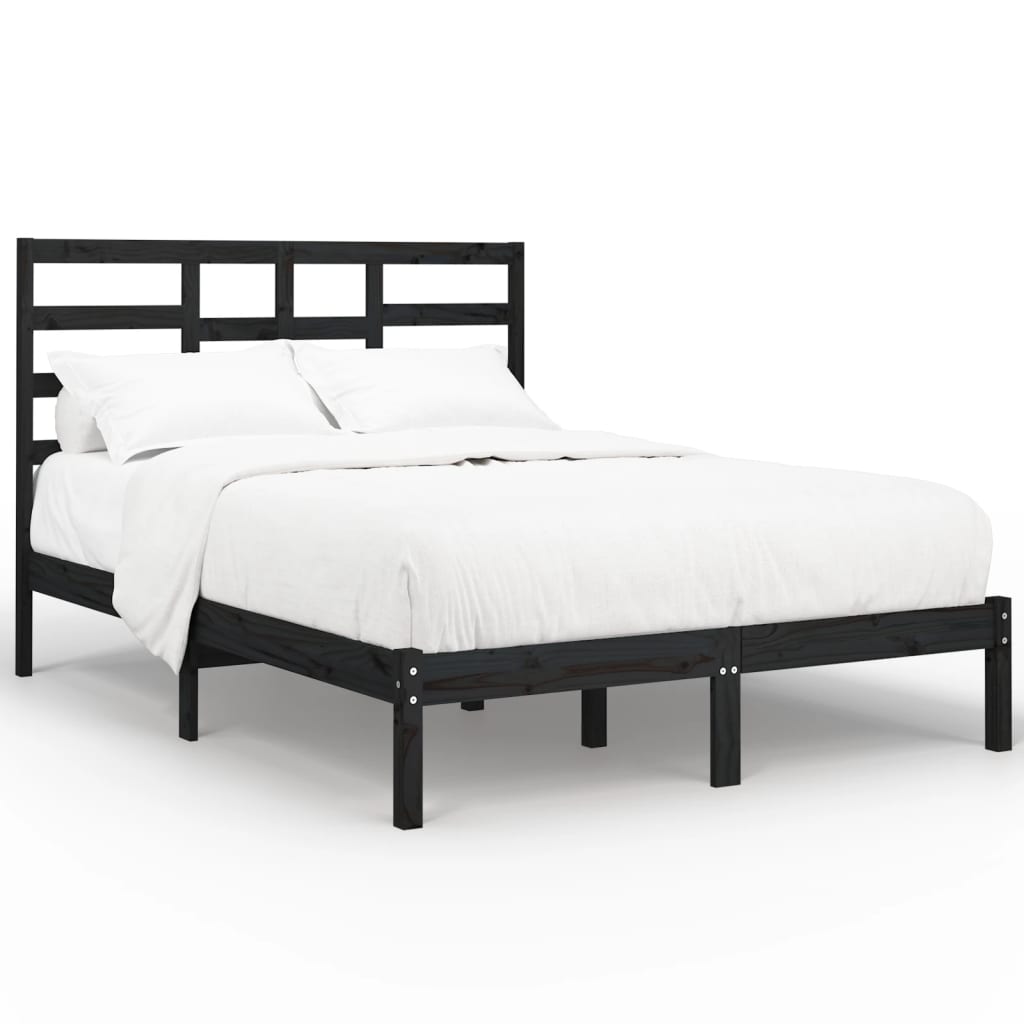Estructura de cama sin colchón madera maciza negro 140x200 cm V5410 Vetonek