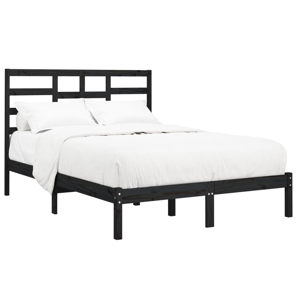 Estructura de cama sin colchón madera maciza negro 140x200 cm V5410 Vetonek