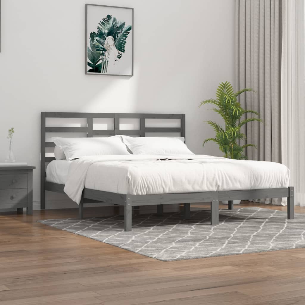 Vetonek Estructura de cama sin colchón madera maciza gris 200x200 cm