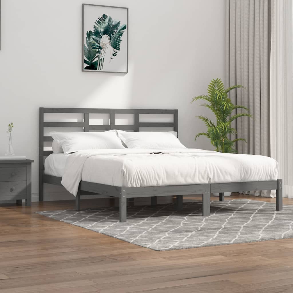 Estructura de cama sin colchón madera maciza gris 200x200 cm v5595 Vetonek