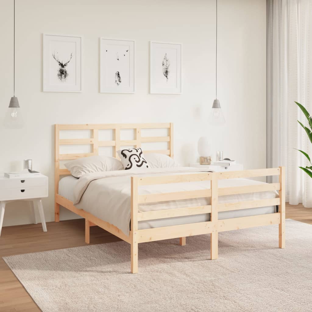 Vetonek Estructura de cama sin colchón madera maciza 140x190 cm