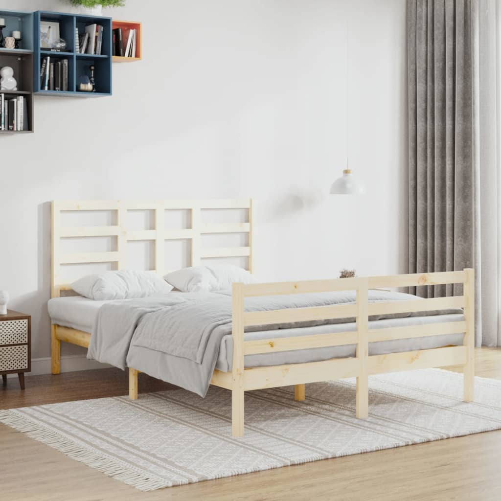 Vetonek Estructura de cama sin colchón madera maciza 120x200 cm