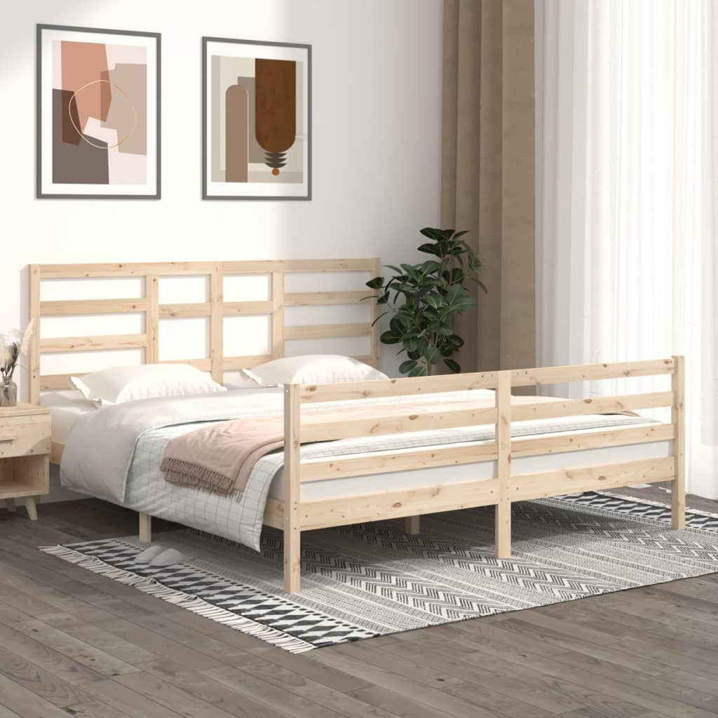 Vetonek Estructura de cama sin colchón madera maciza 180x200 cm