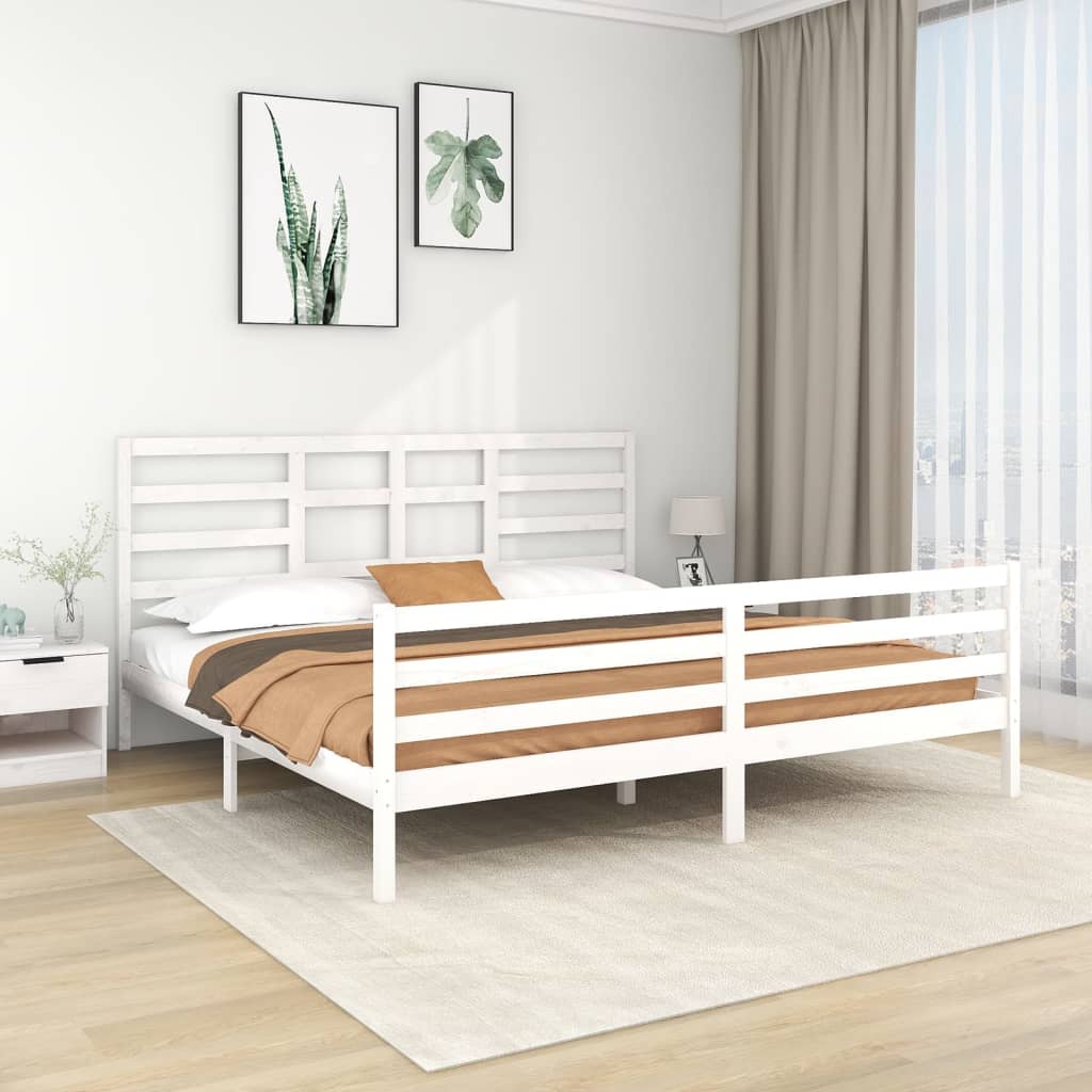 Vetonek Estructura de cama sin colchón madera maciza blanco 200x200 cm