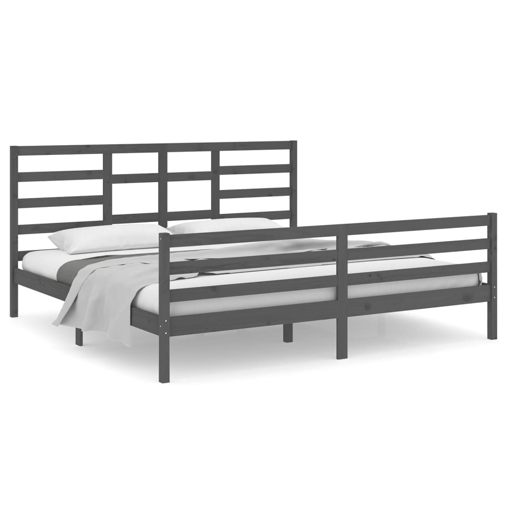 Vetonek Estructura de cama sin colchón madera maciza gris 200x200 cm