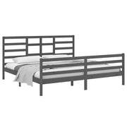 Estructura de cama sin colchón madera maciza gris 200x200 cm v6240 - Vetonek