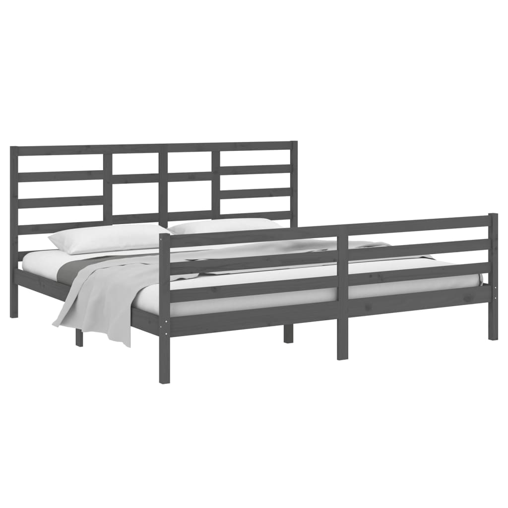 Estructura de cama sin colchón madera maciza gris 200x200 cm v6240 - Vetonek