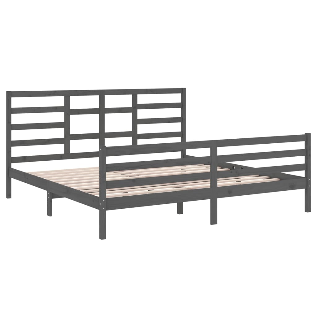 Estructura de cama sin colchón madera maciza gris 200x200 cm v6240 - Vetonek