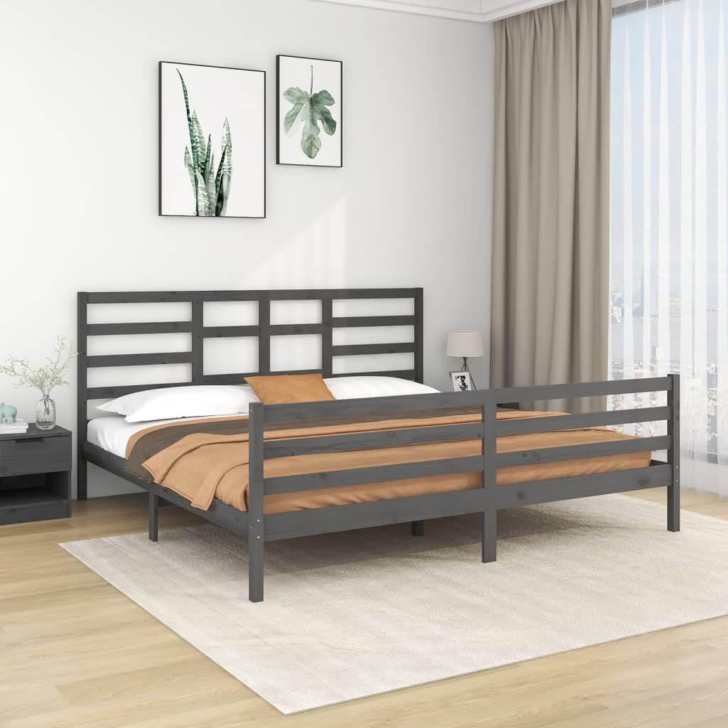 Estructura de cama sin colchón madera maciza gris 200x200 cm v6240 Vetonek