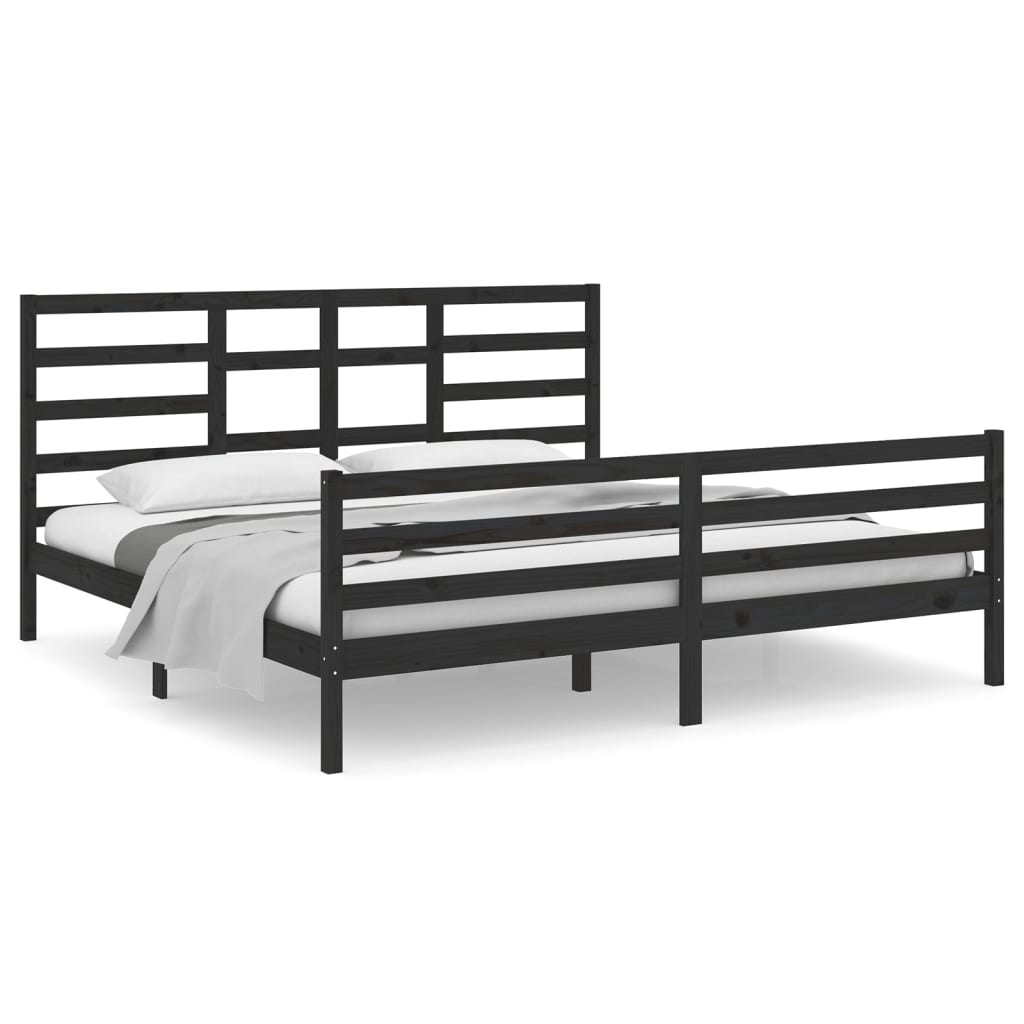 Vetonek Estructura de cama sin colchón madera maciza negro 200x200 cm