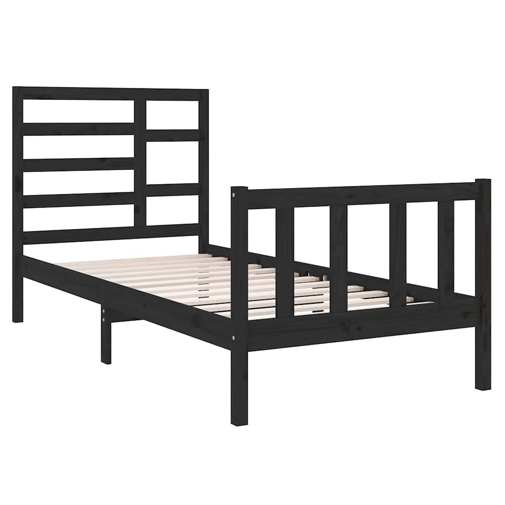 Estructura de cama sin colchón madera maciza negro 75x190 cm - Vetonek
