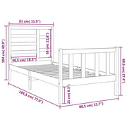Estructura de cama sin colchón madera maciza negro 75x190 cm - Vetonek