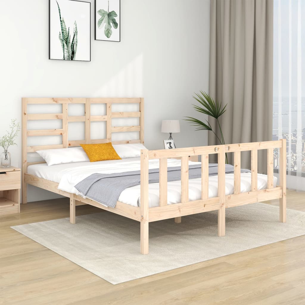 Vetonek Estructura de cama sin colchón madera maciza 140x190 cm