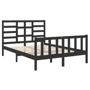 Estructura de cama sin colchón madera maciza negro 140x190 cm v6516 - Vetonek