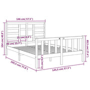 Estructura de cama sin colchón madera maciza negro 140x190 cm v6516 - Vetonek