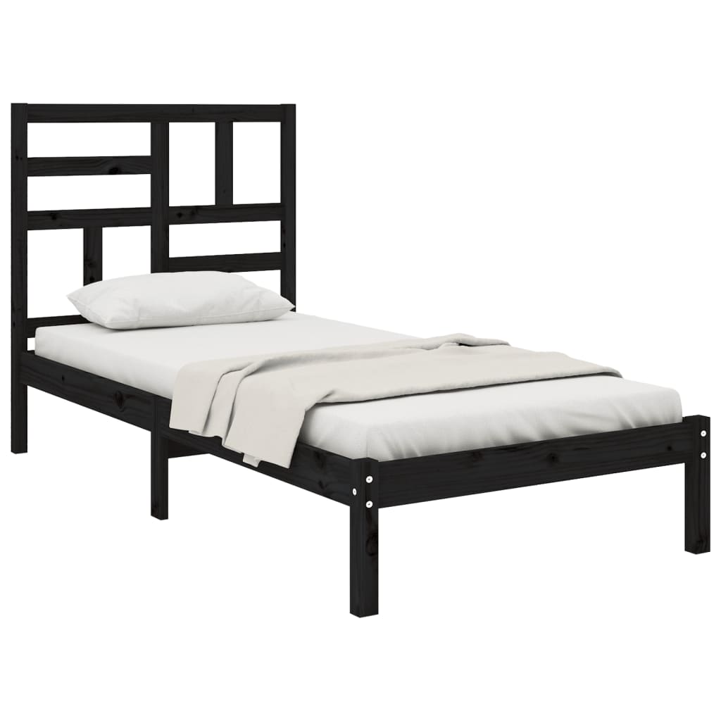 Estructura de cama sin colchón madera maciza negro 75x190 cm v6561 - Vetonek