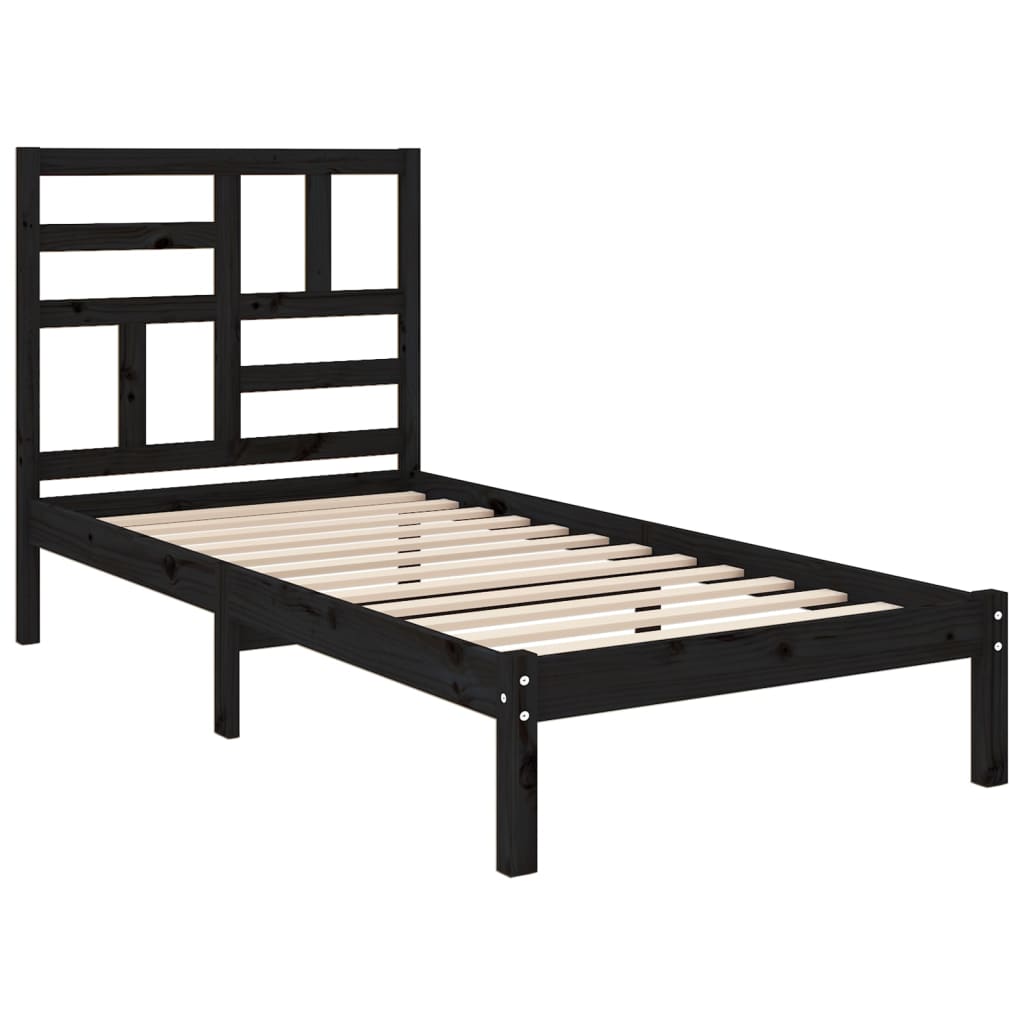 Estructura de cama sin colchón madera maciza negro 75x190 cm v6561 - Vetonek