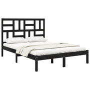 Estructura de cama sin colchón madera maciza negro 120x190 cm v6660 - Vetonek