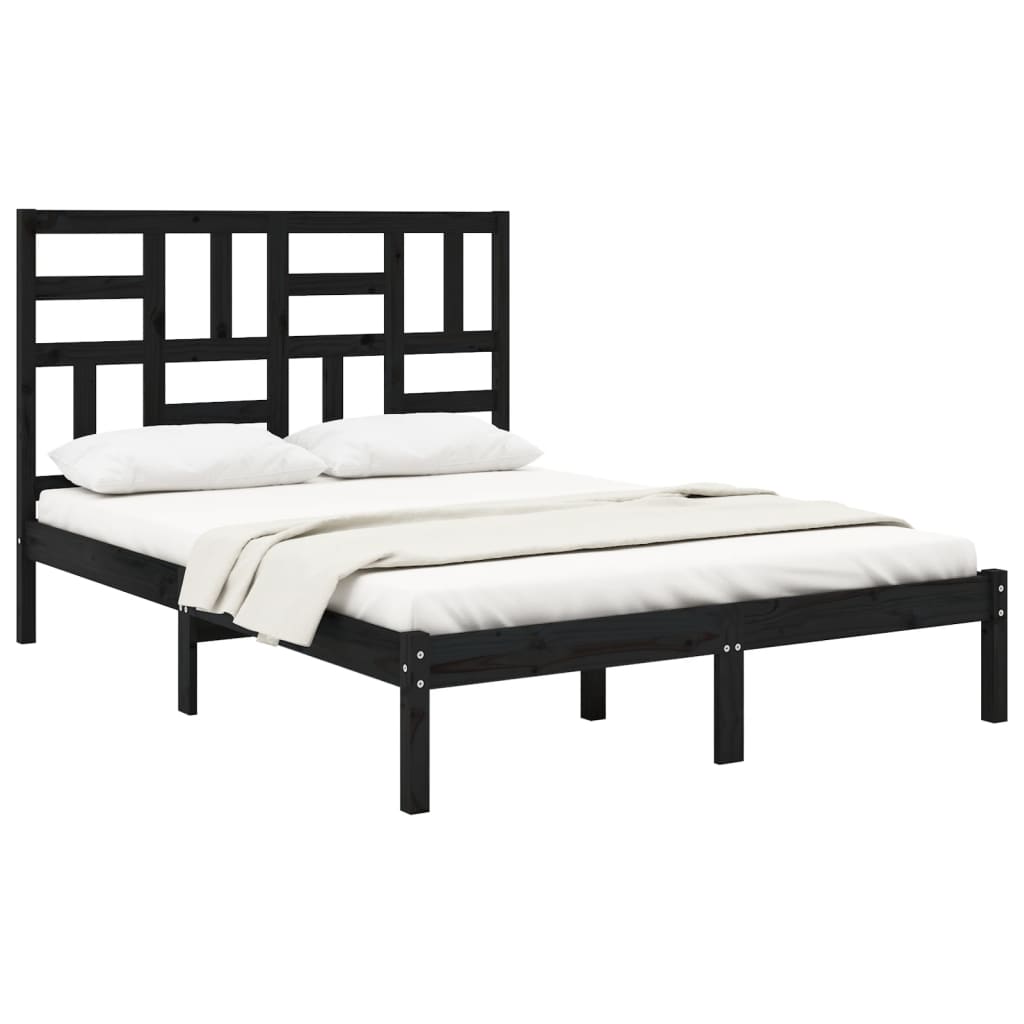 Estructura de cama sin colchón madera maciza negro 120x190 cm v6660 - Vetonek