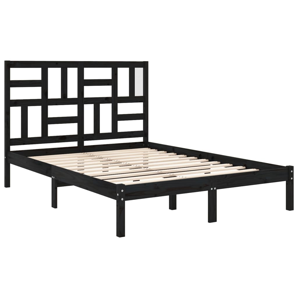 Estructura de cama sin colchón madera maciza negro 120x190 cm v6660 - Vetonek