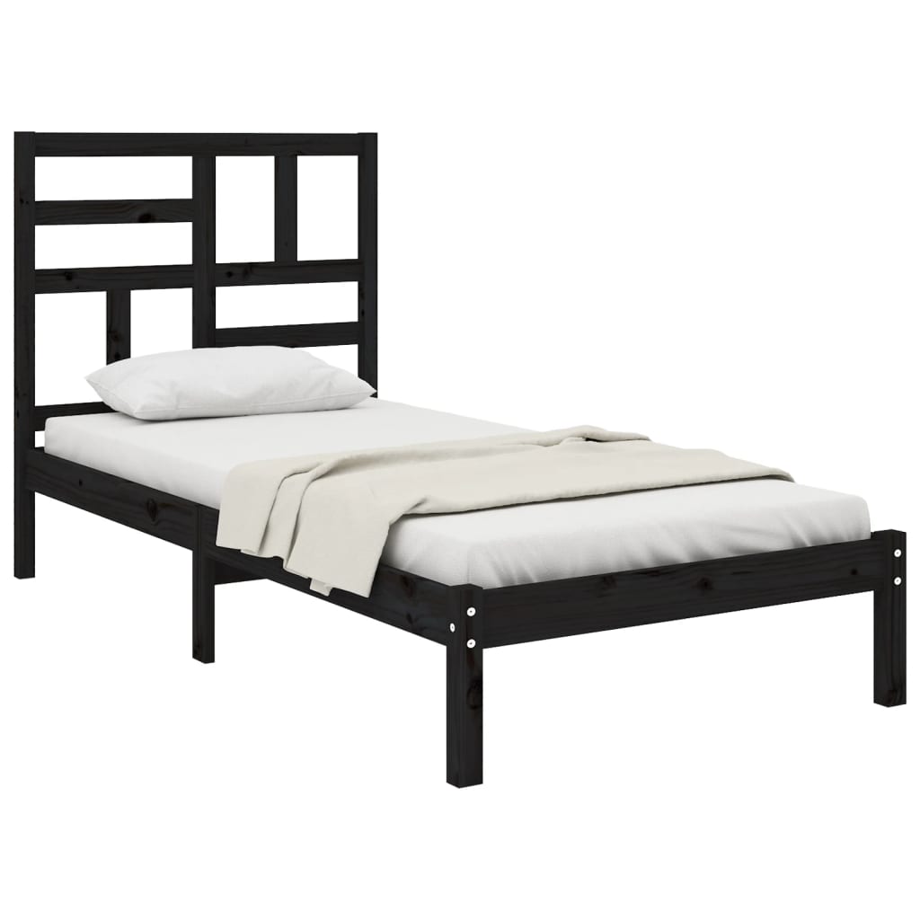 Estructura de cama sin colchón madera maciza negro 100x200 cm - Vetonek
