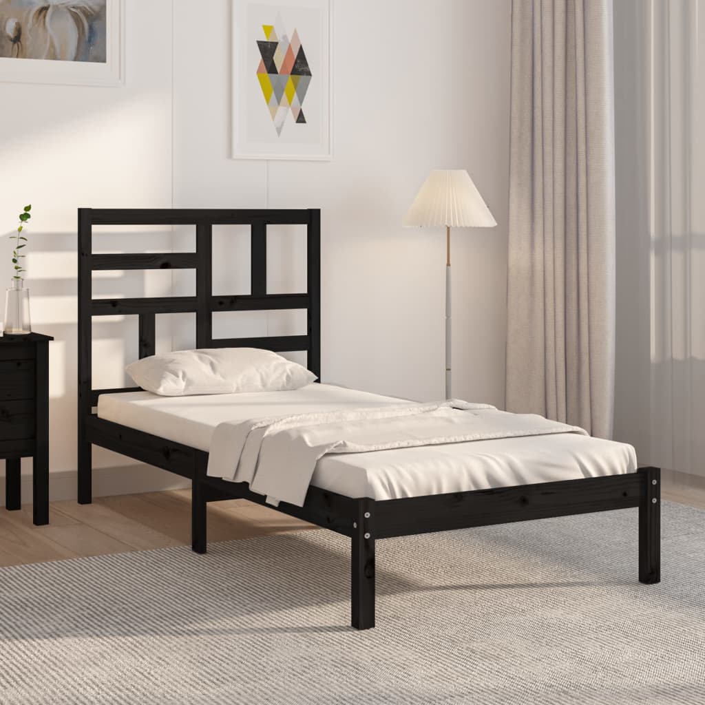 Estructura de cama sin colchón madera maciza negro 100x200 cm v6868 Vetonek