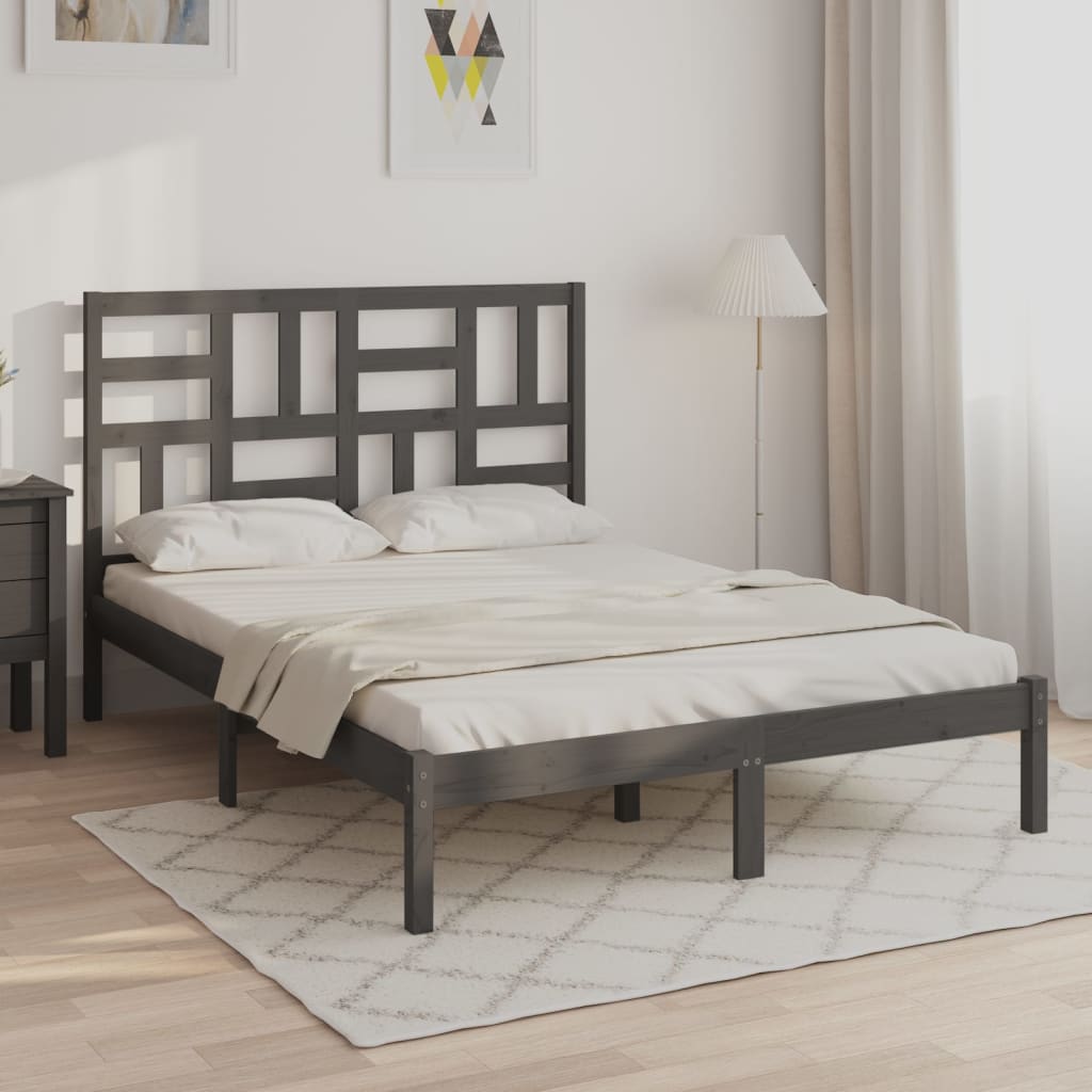 Vetonek Estructura de cama sin colchón madera maciza gris 120x200 cm