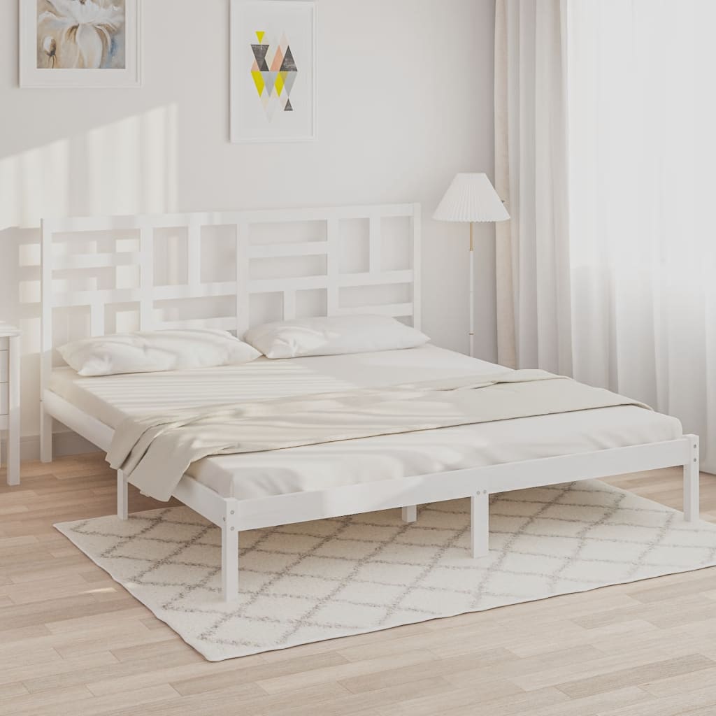 Vetonek Estructura de cama sin colchón madera maciza blanco 200x200 cm