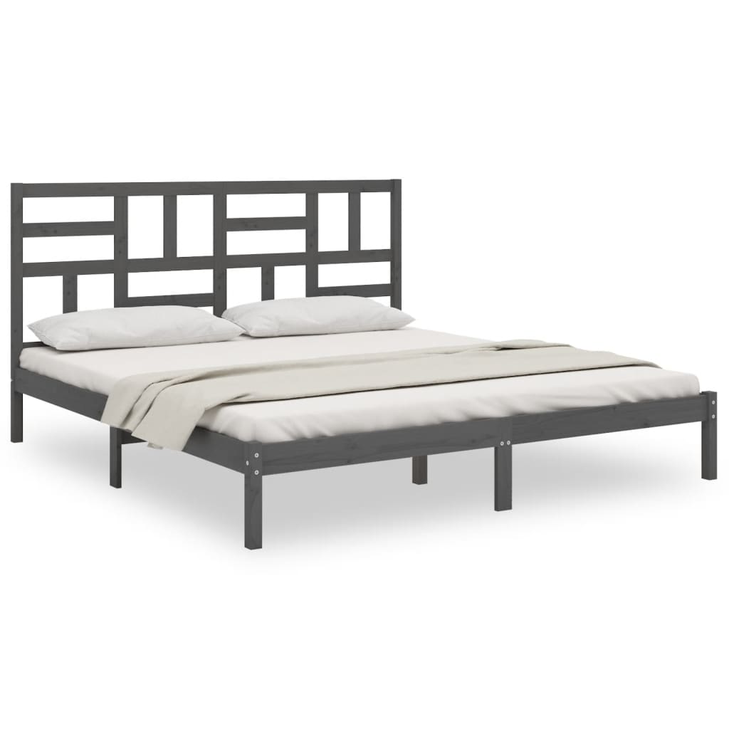 Vetonek Estructura de cama sin colchón madera maciza gris 200x200 cm