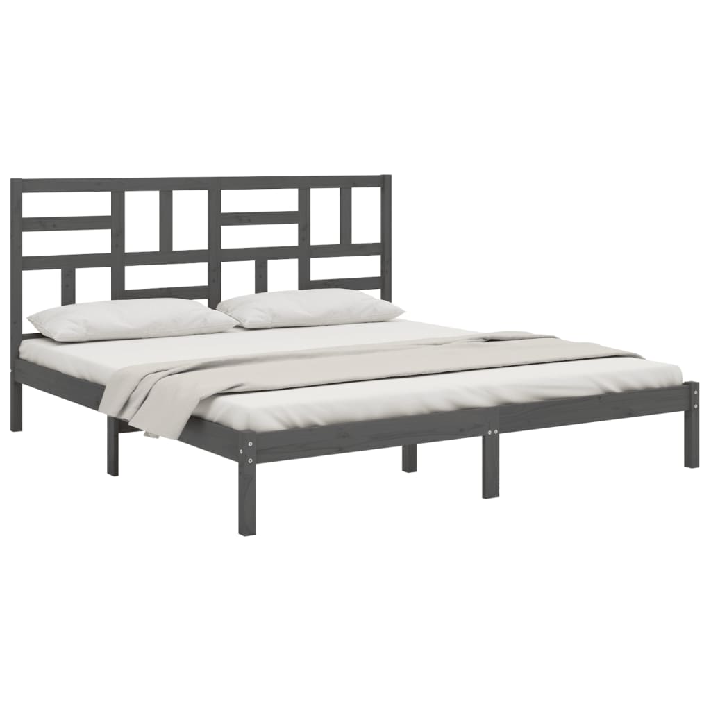 Estructura de cama sin colchón madera maciza gris 200x200 cm v7148 - Vetonek
