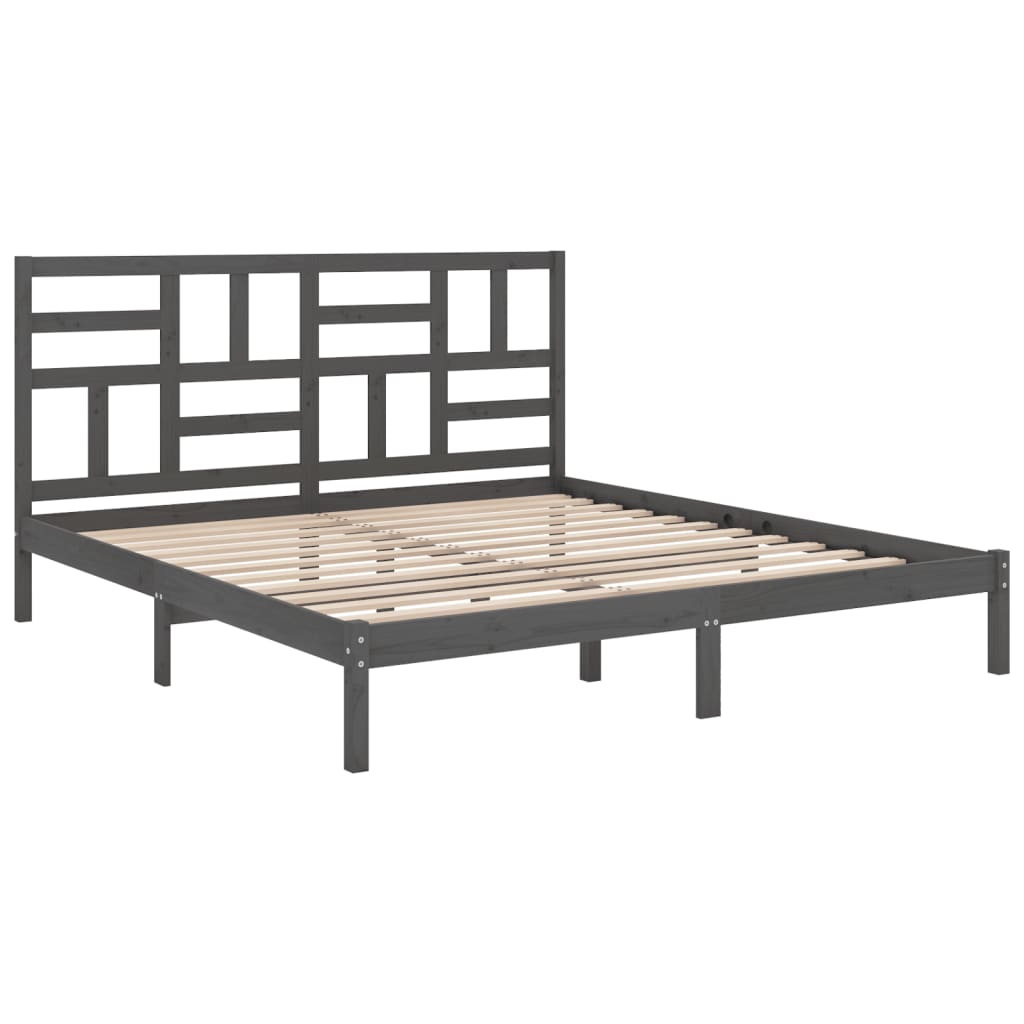 Estructura de cama sin colchón madera maciza gris 200x200 cm v7148 - Vetonek