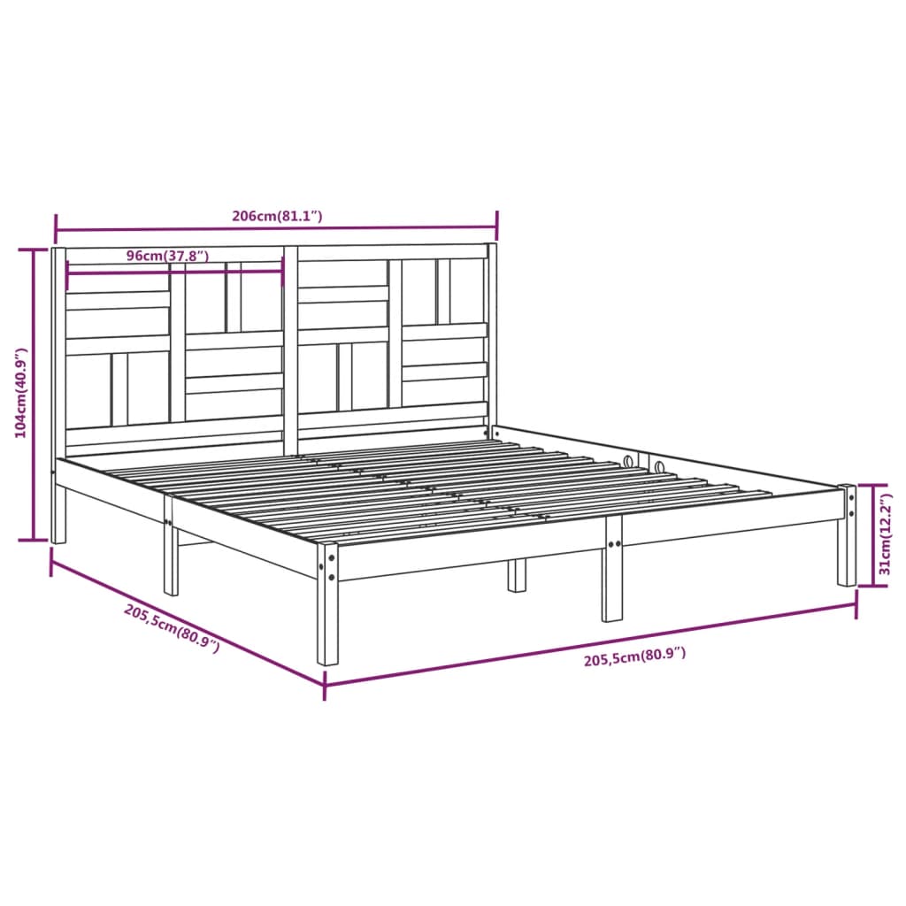 Estructura de cama sin colchón madera maciza gris 200x200 cm v7148 - Vetonek