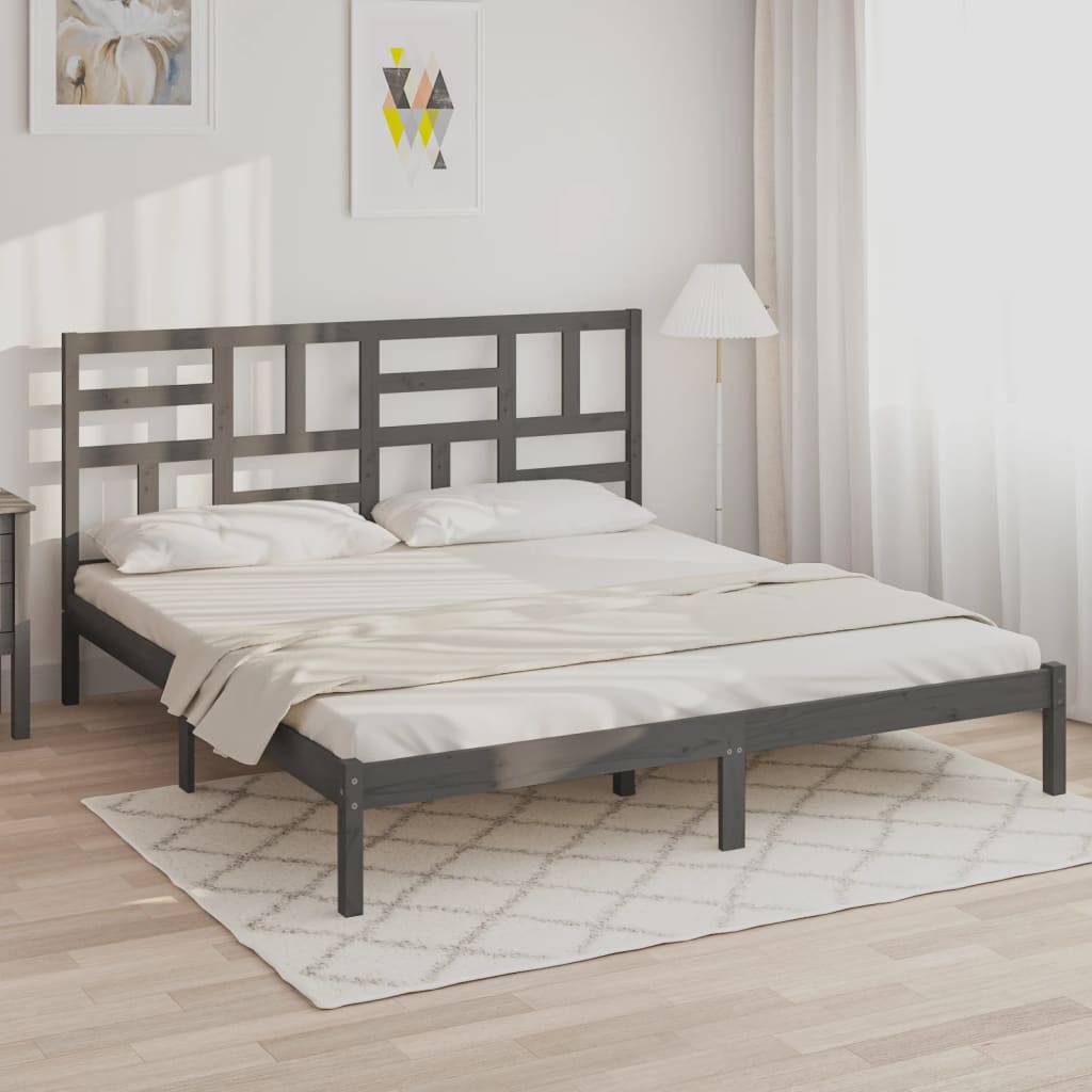Estructura de cama sin colchón madera maciza gris 200x200 cm v7148 Vetonek