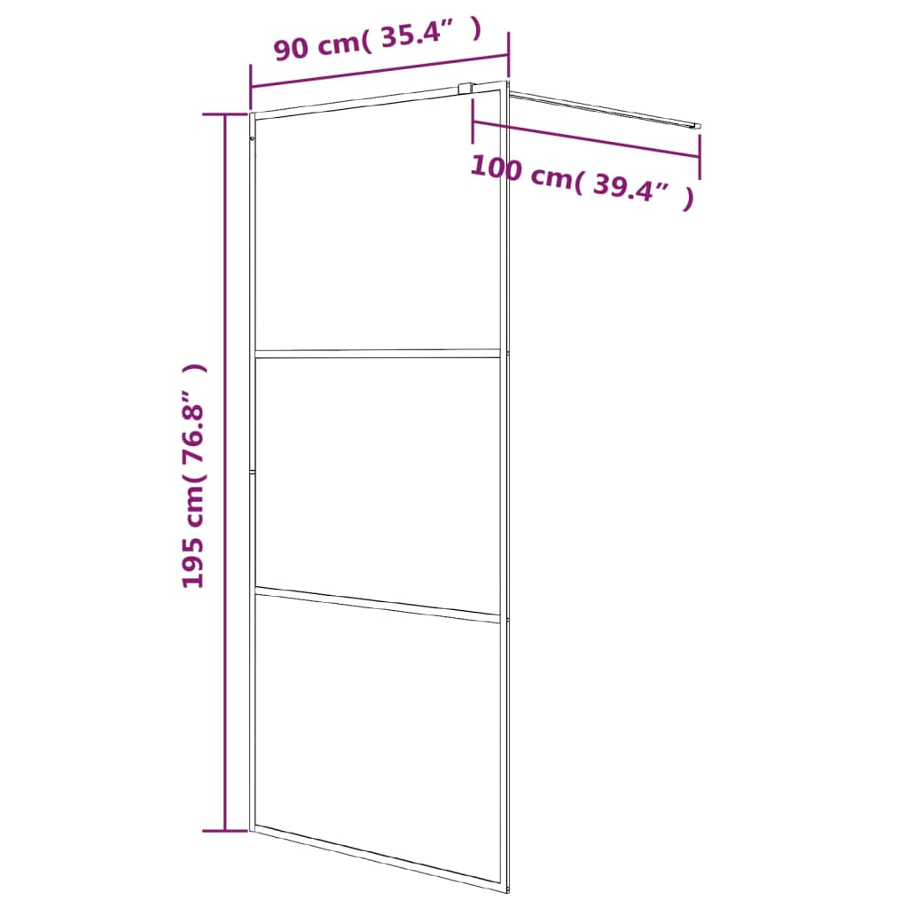 Shower screen Glass Esg Esteila Black 90x195 cm