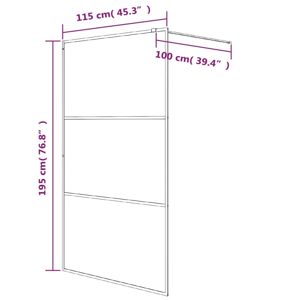 Mampara de ducha vidrio ESG transparente plateado 115x195 cm vidaXL