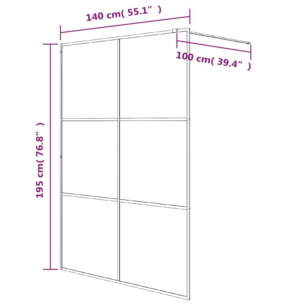 Zuria gardena beira dutxa dutxa pantaila 140x195 cm