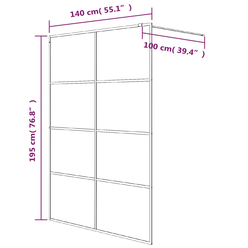 Mampara de ducha vidrio ESG transparente plateado 140x195 cm