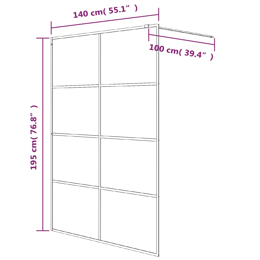 Mampara de ducha vidrio ESG transparente blanco 140x195 cm vidaXL