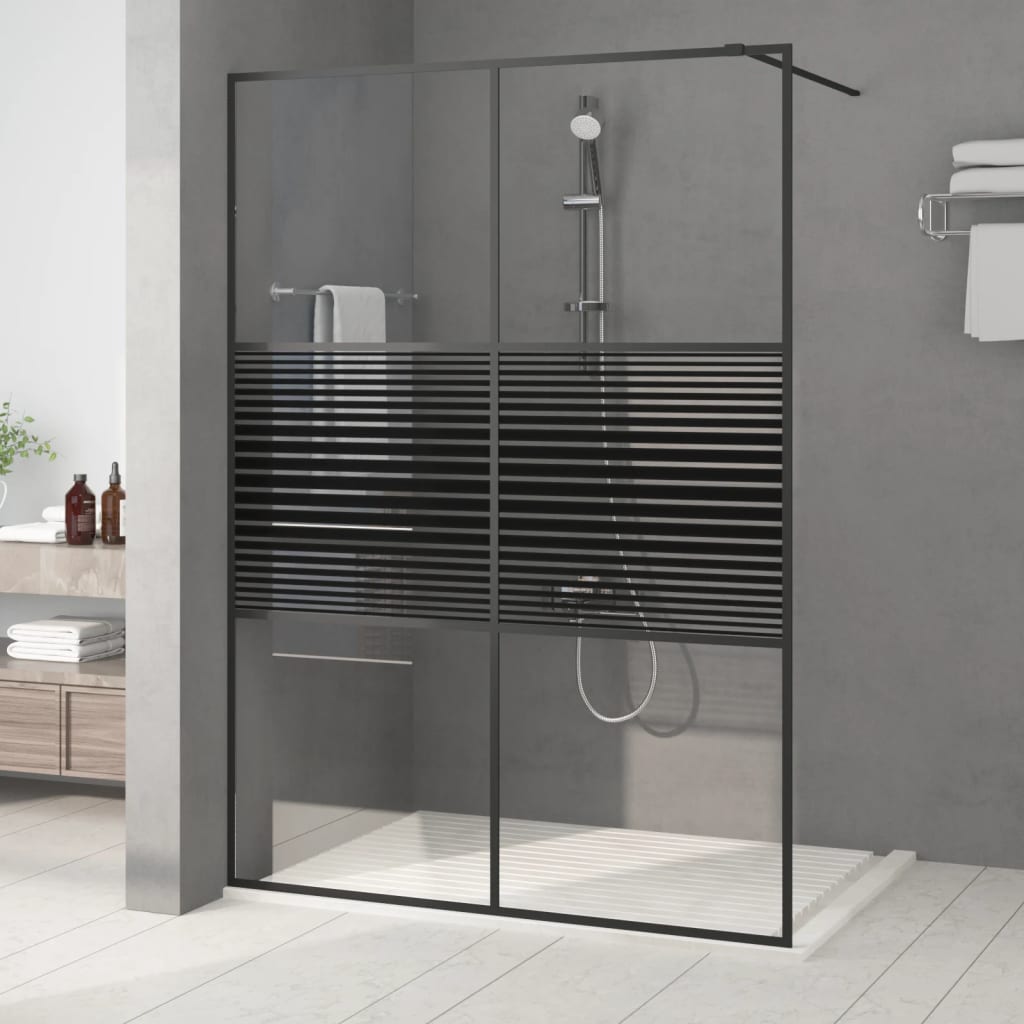 Mampara de ducha vidrio ESG transparente negro 140x195 cm vidaXL